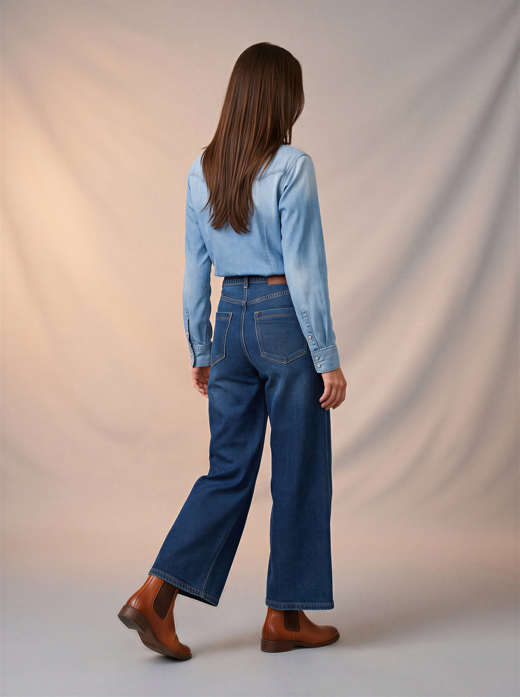 Wide Leg Azul Índigo con Cinturón