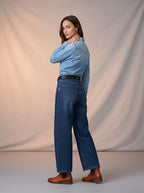 Wide Leg Azul Índigo con Cinturón