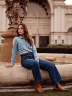 Wide Leg Azul Índigo con Cinturón