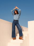Wide Leg Azul Índigo con Cinturón