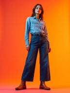 Wide Leg Azul Índigo con Cinturón