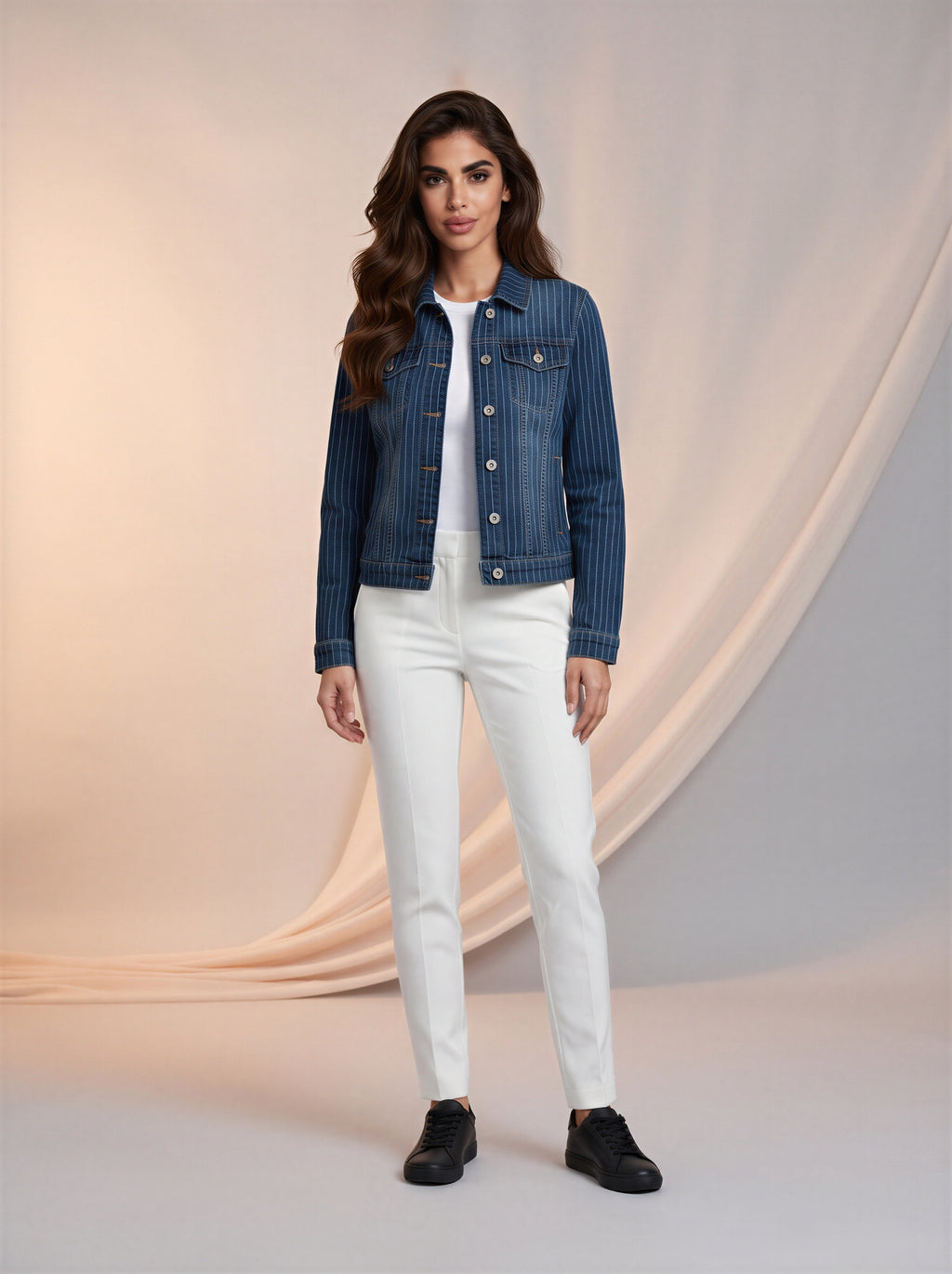 Chaqueta con Stretch Azul Marino con Rayas
