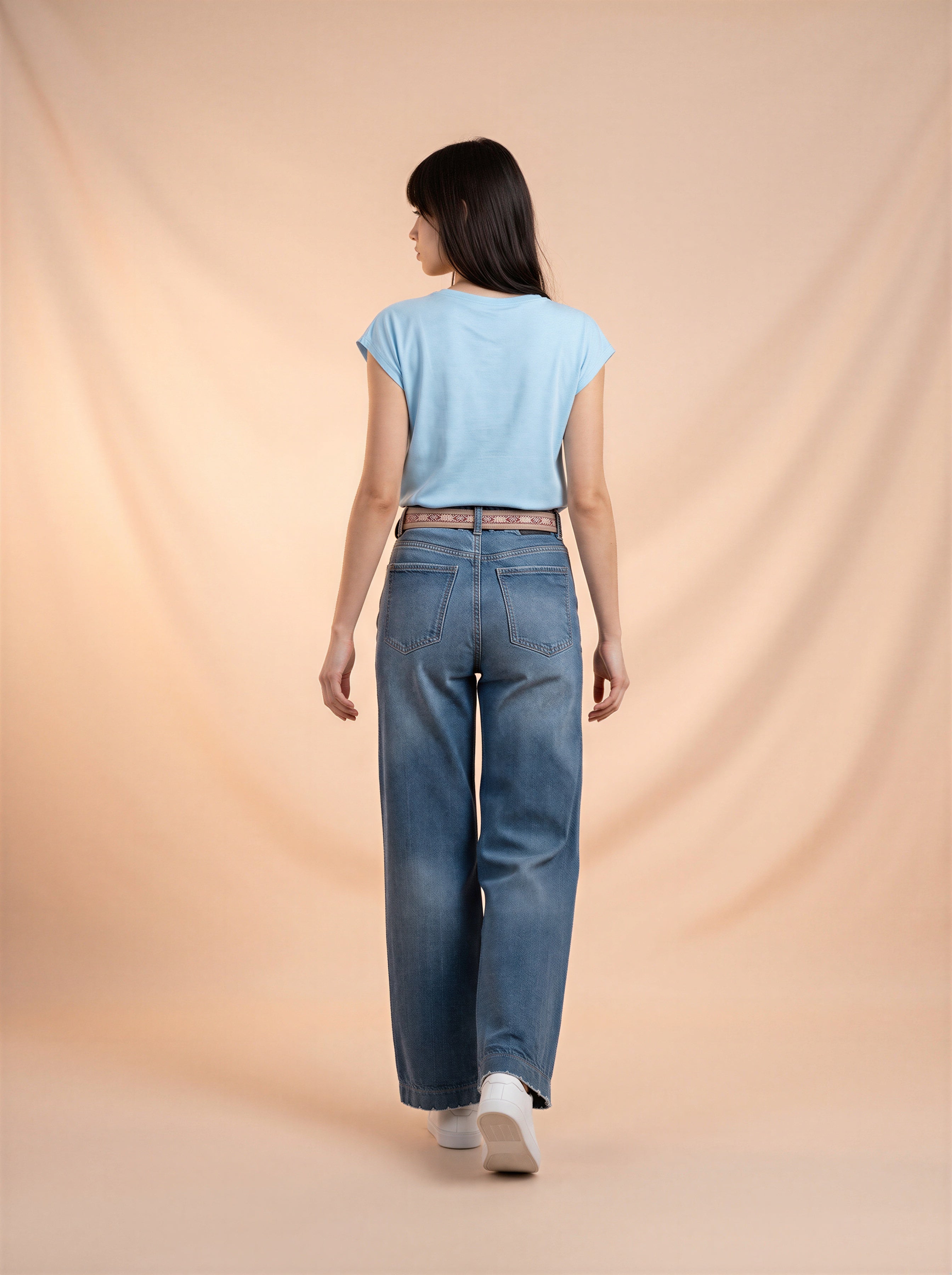 Wide Leg Azul Claro con Cinturón Premium