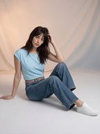 Wide Leg Azul Claro con Cinturón Premium