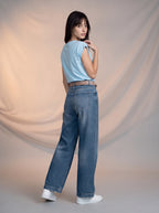 Wide Leg Azul Claro con Cinturón Premium