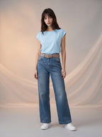 Wide Leg Azul Claro con Cinturón Premium