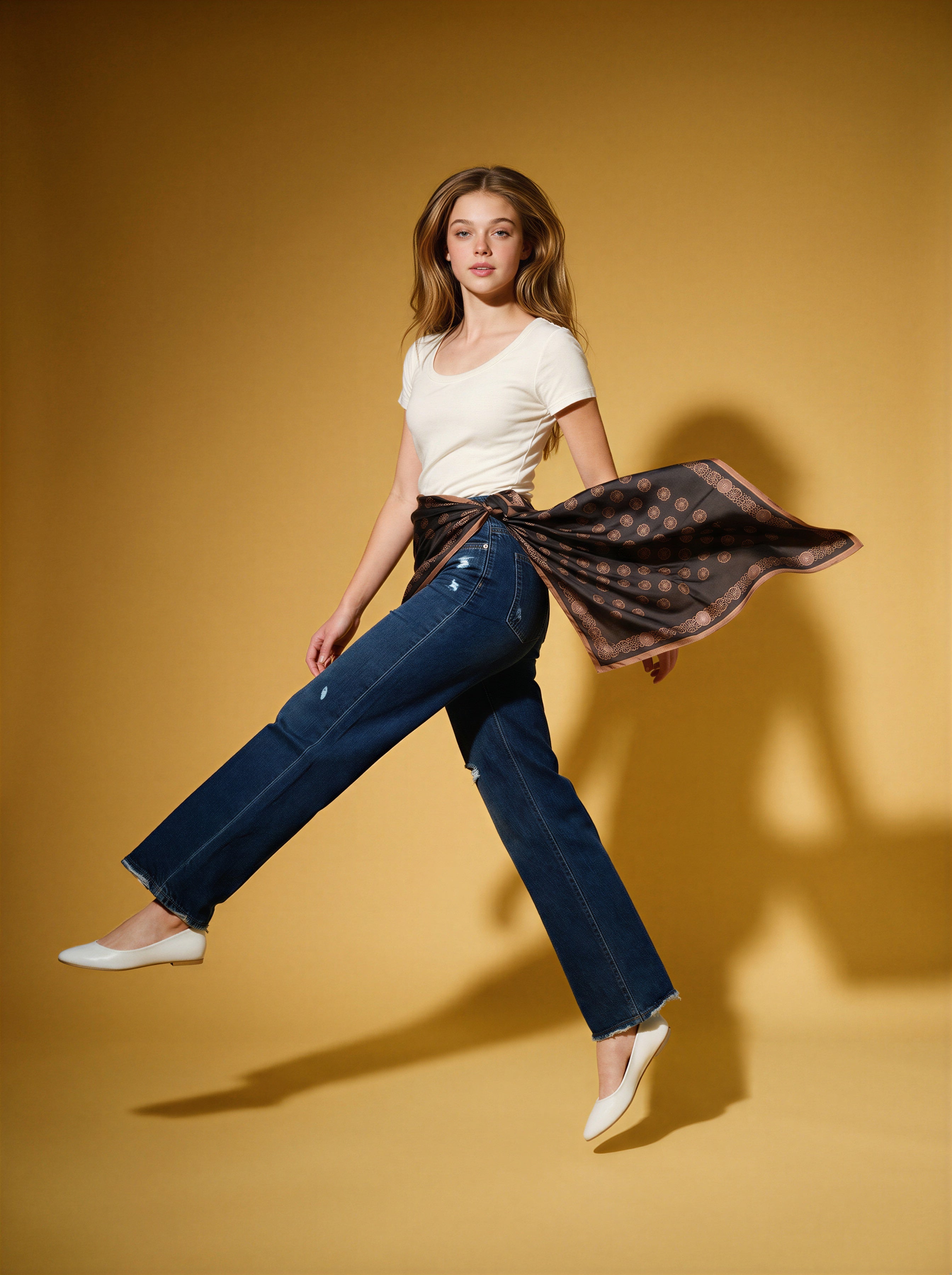 Jean Regular Fit Azul Marino con Roturas y Pañoleta