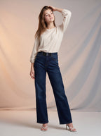 Jean Marine Azul Oscuro con Faja OL-942