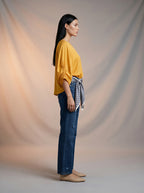 Jean Regular Fit Azul Medio con Rotos y Pañoleta