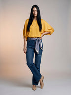 Jean Regular Fit Azul Medio con Rotos y Pañoleta