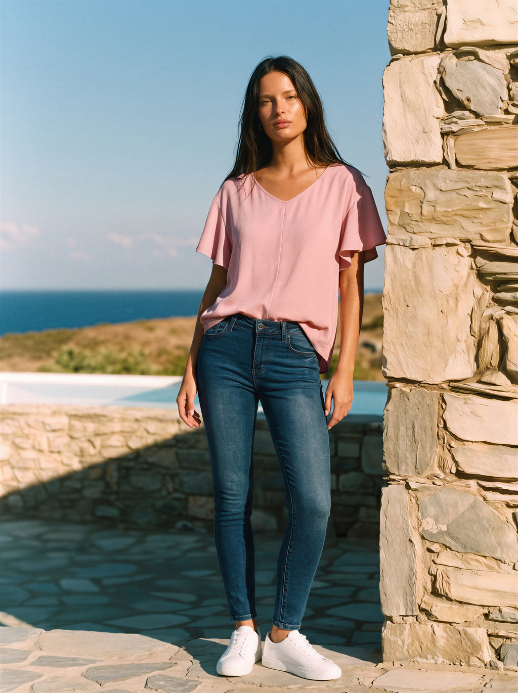 Skinny Ajustado Azul Medio