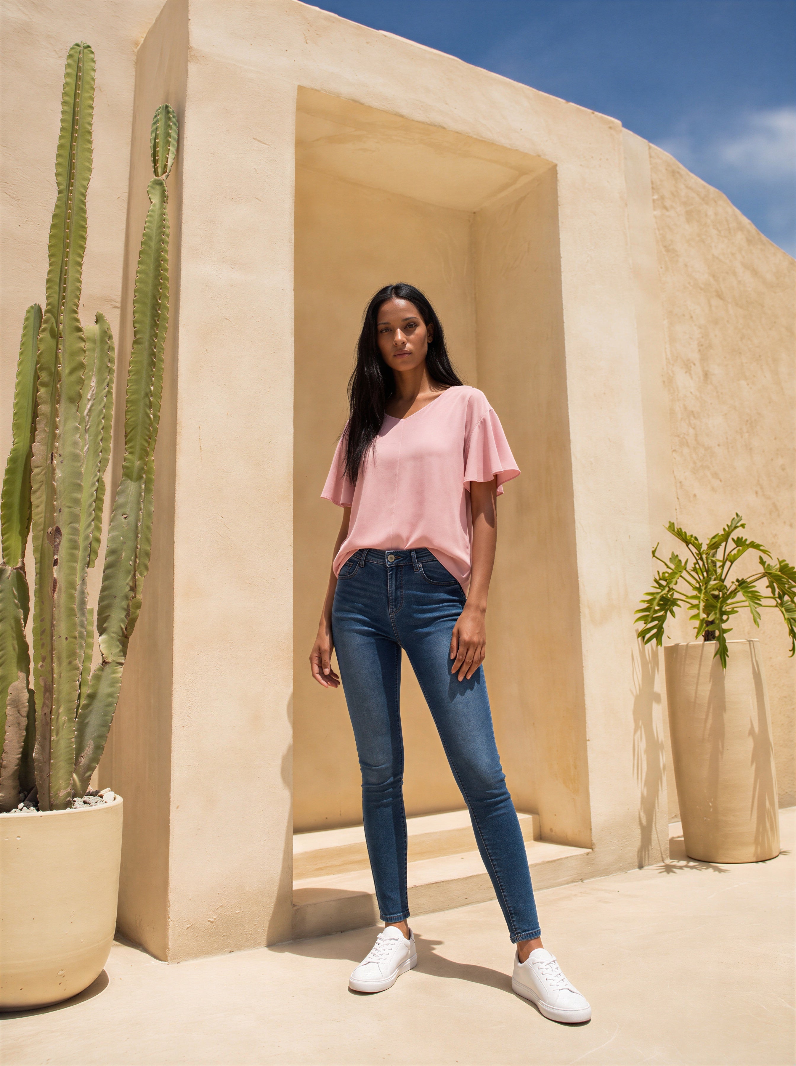 Skinny Ajustado Azul Medio