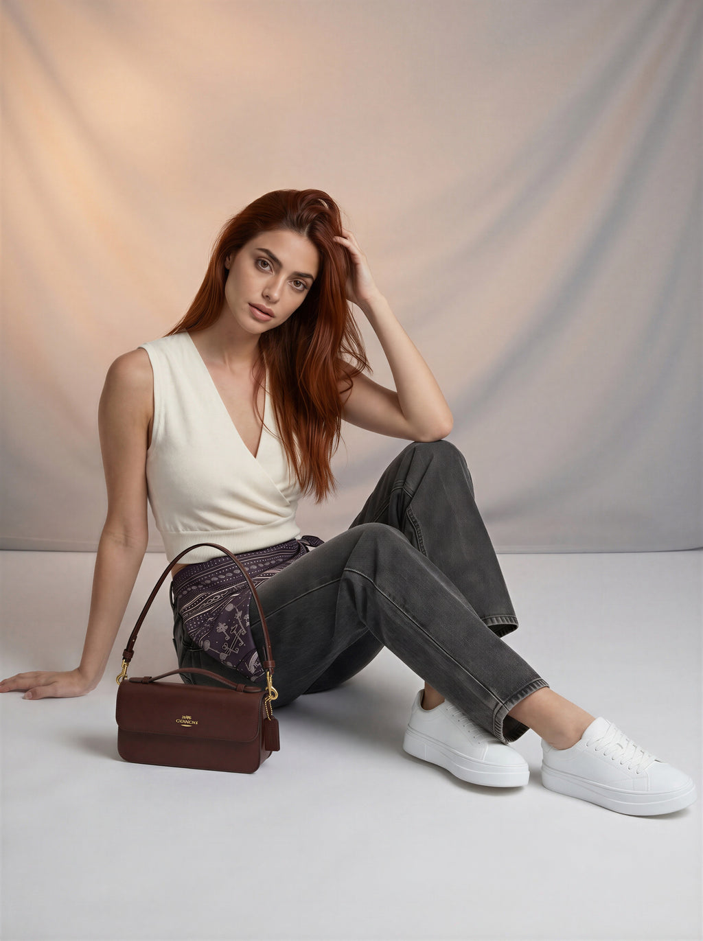 Jean Baggy con Mascada – Gris