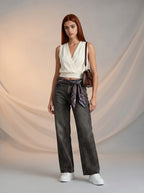 Jean Baggy con Mascada – Gris