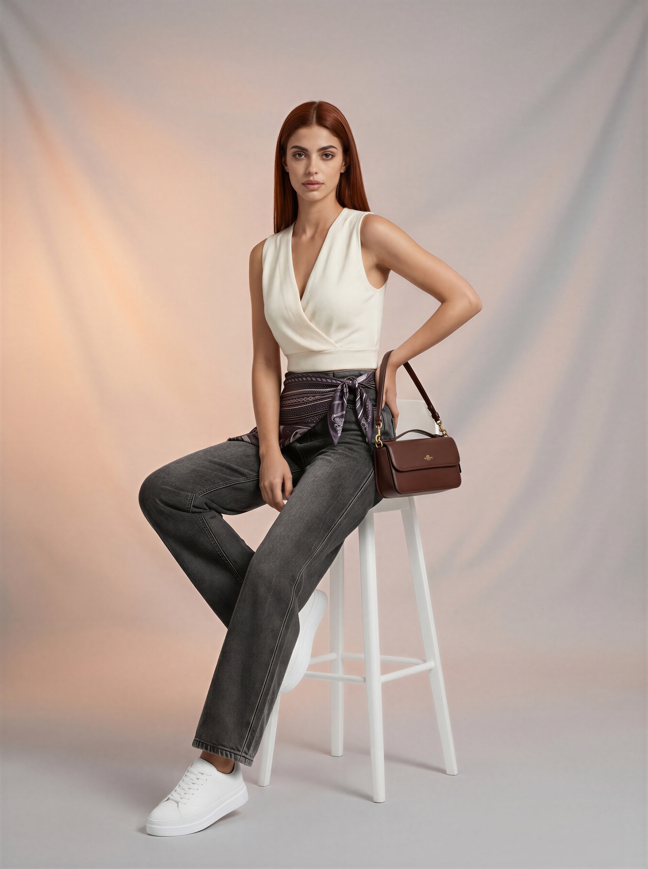 Jean Baggy con Mascada – Gris