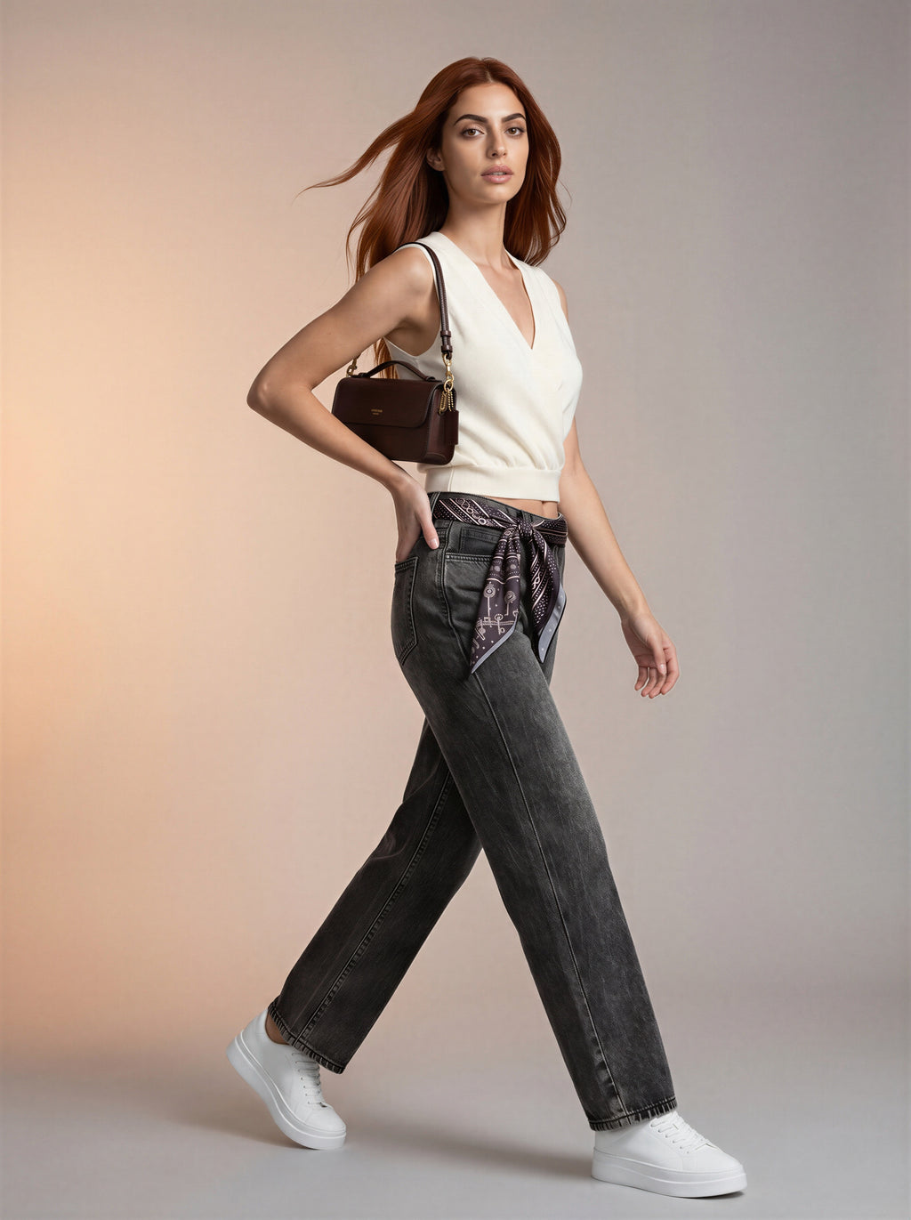 Jean Baggy con Mascada – Gris