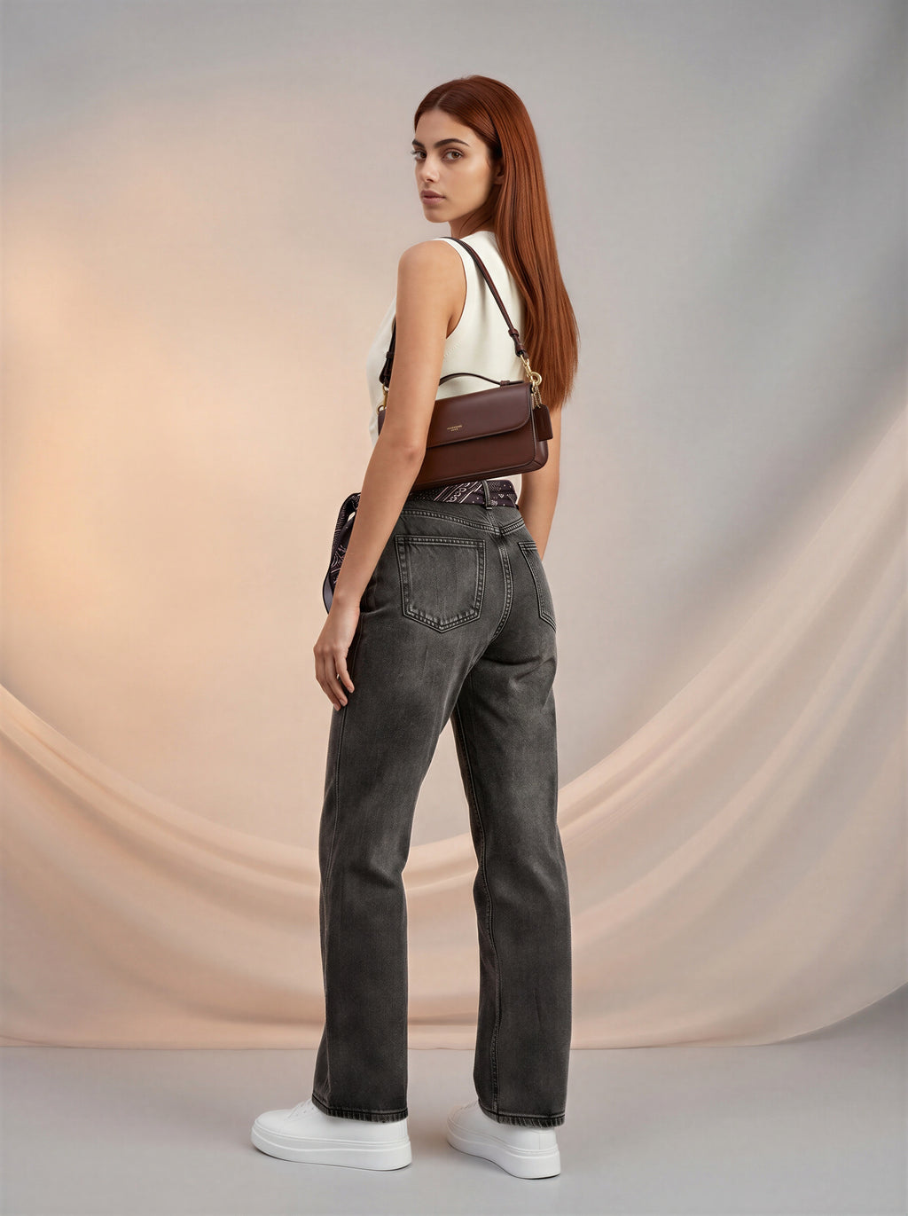 Jean Baggy con Mascada – Gris