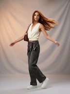Jean Baggy con Mascada – Gris