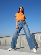 Wide Leg Azul Stone con Cinturón Premium y Bolsita