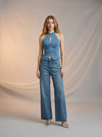 Jean Wide Leg Brillos – Azul Medio