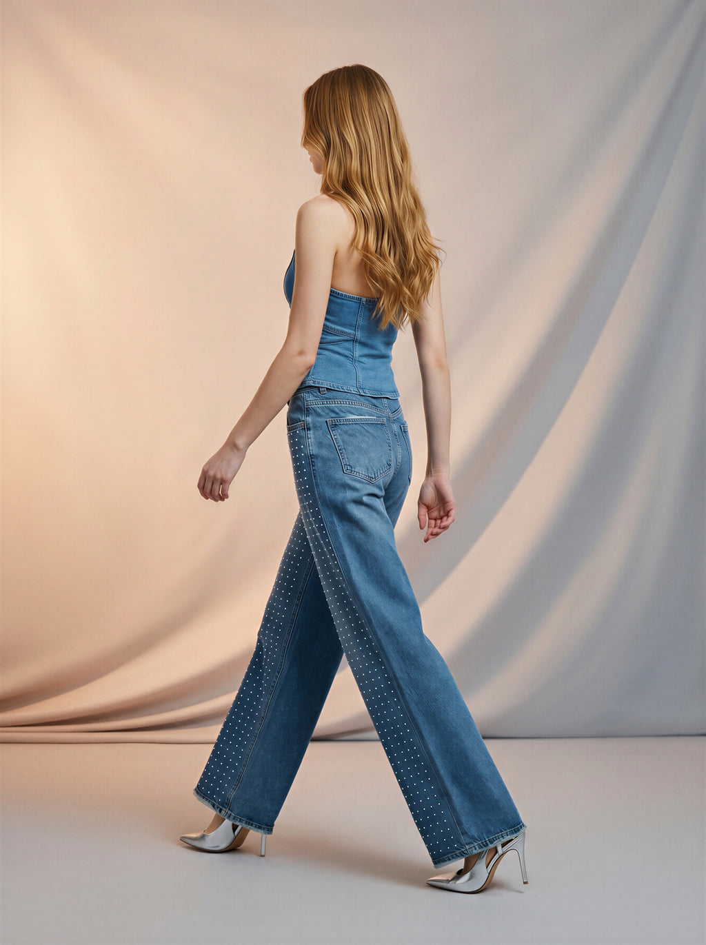 Jean Wide Leg Brillos – Azul Medio