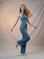 Jean Wide Leg Brillos – Azul Medio