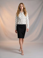 Chaqueta con Stretch Blanca con Lunares Negros