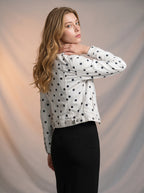 Chaqueta con Stretch Blanca con Lunares Negros