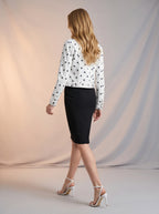 Chaqueta con Stretch Blanca con Lunares Negros