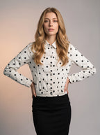 Chaqueta con Stretch Blanca con Lunares Negros