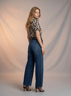 Wide Leg Azul Medio con Cinturón Premium