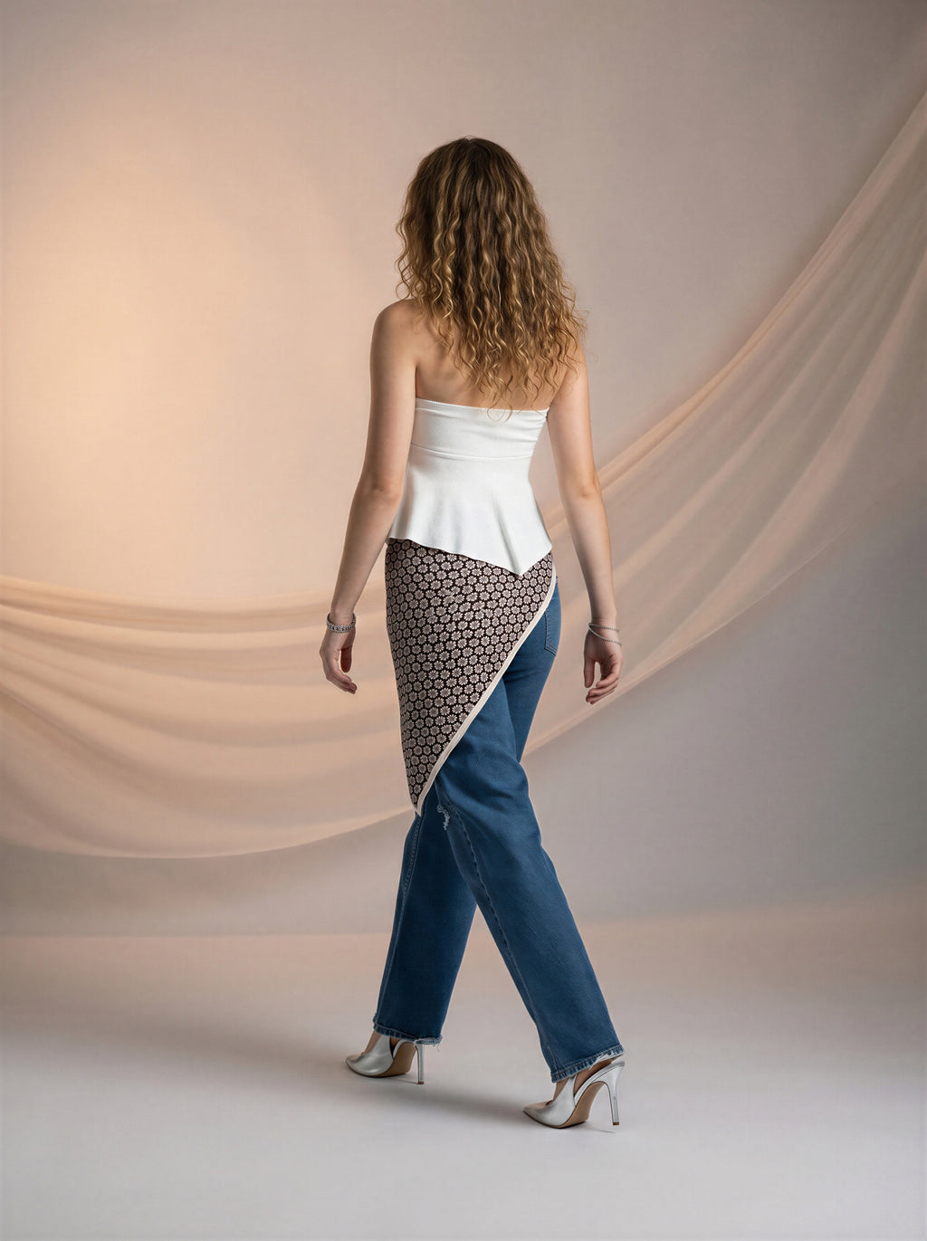 Jean Baggy con Mascada – Azul Medio