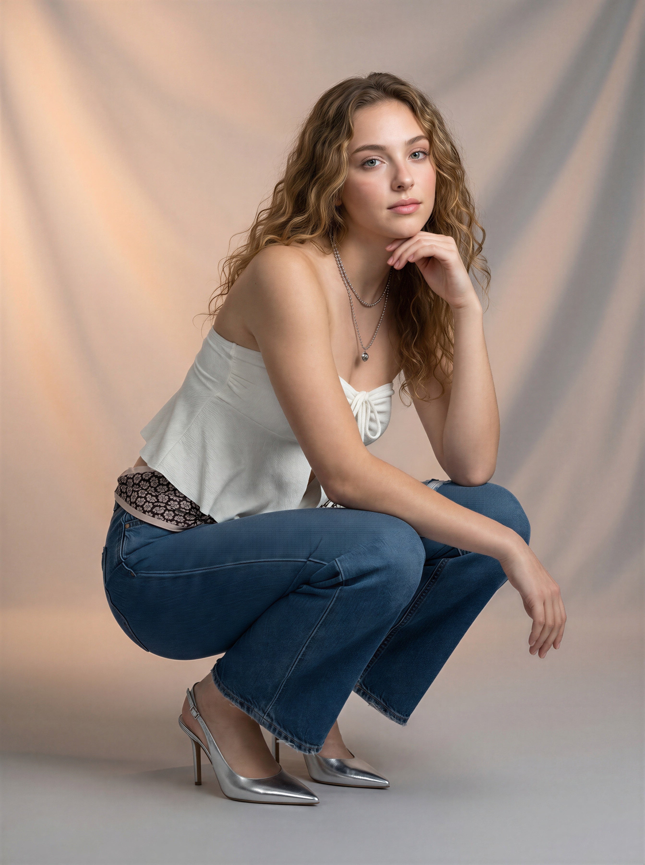 Jean Baggy con Mascada – Azul Medio