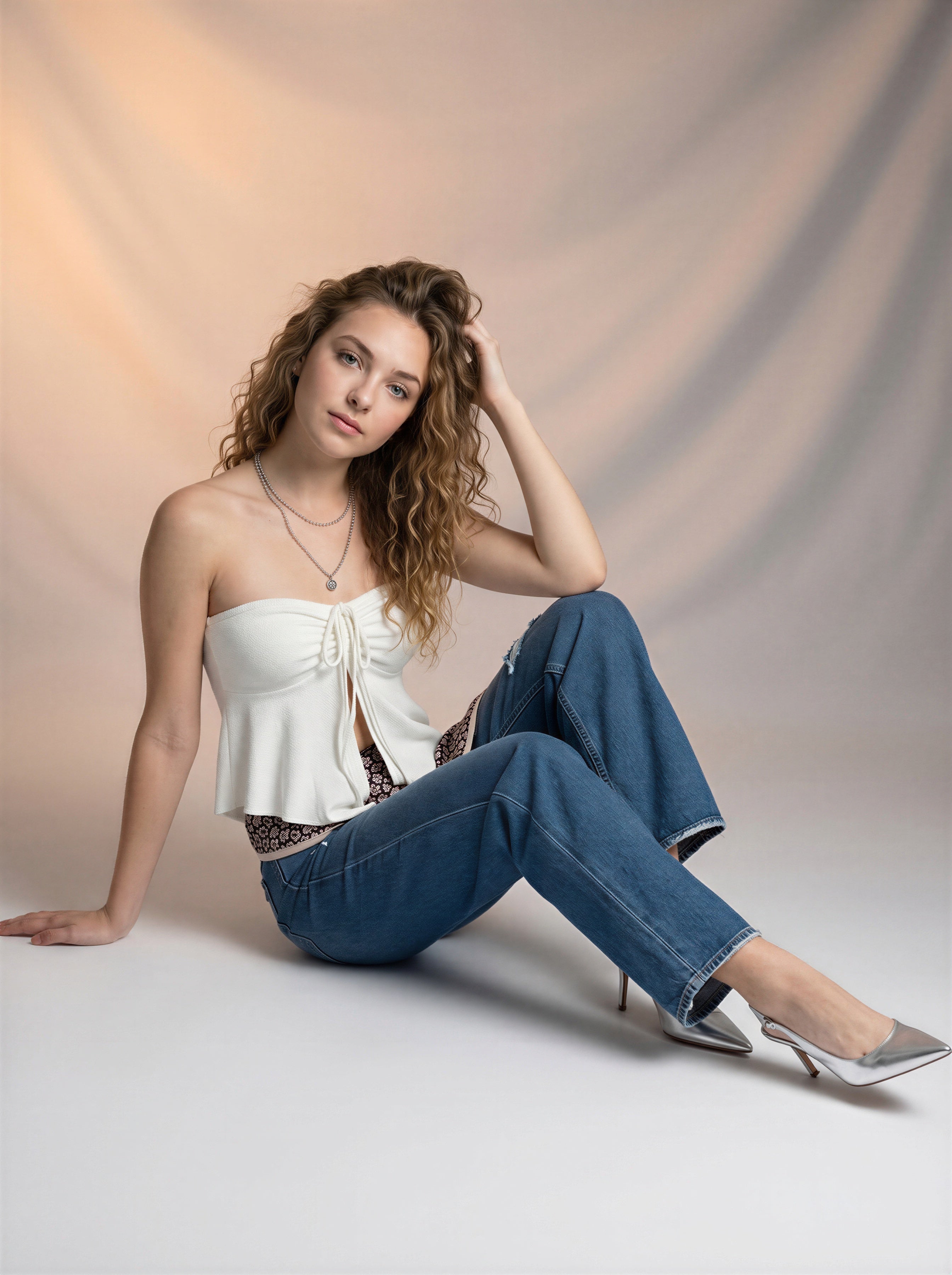 Jean Baggy con Mascada – Azul Medio