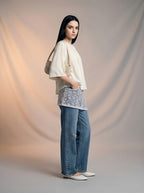 Jean Straight Fit con Encaje – Azul Stone