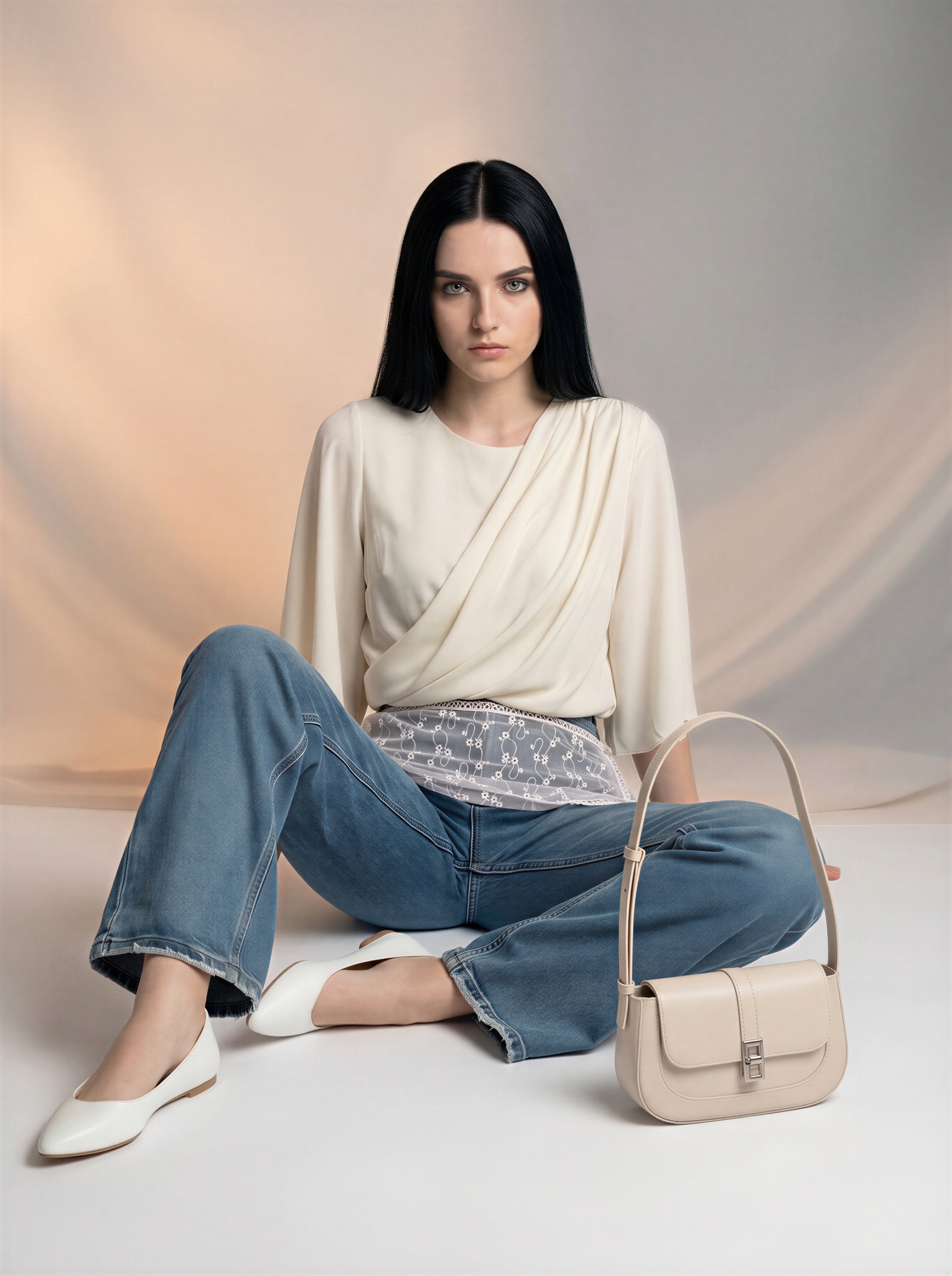 Jean Straight Fit con Encaje – Azul Stone