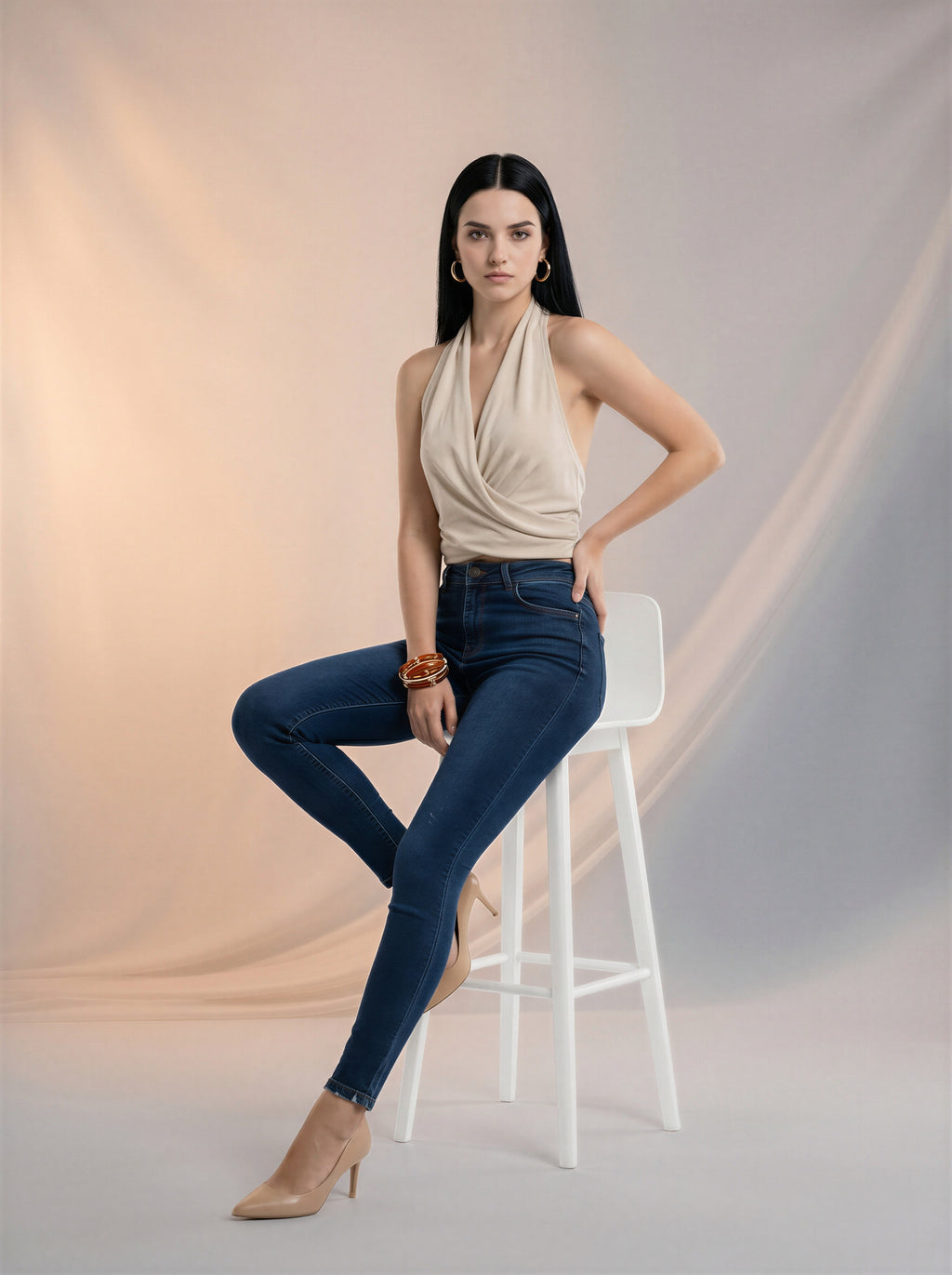 Jean Skinny Tiro Alto – Azul Marino