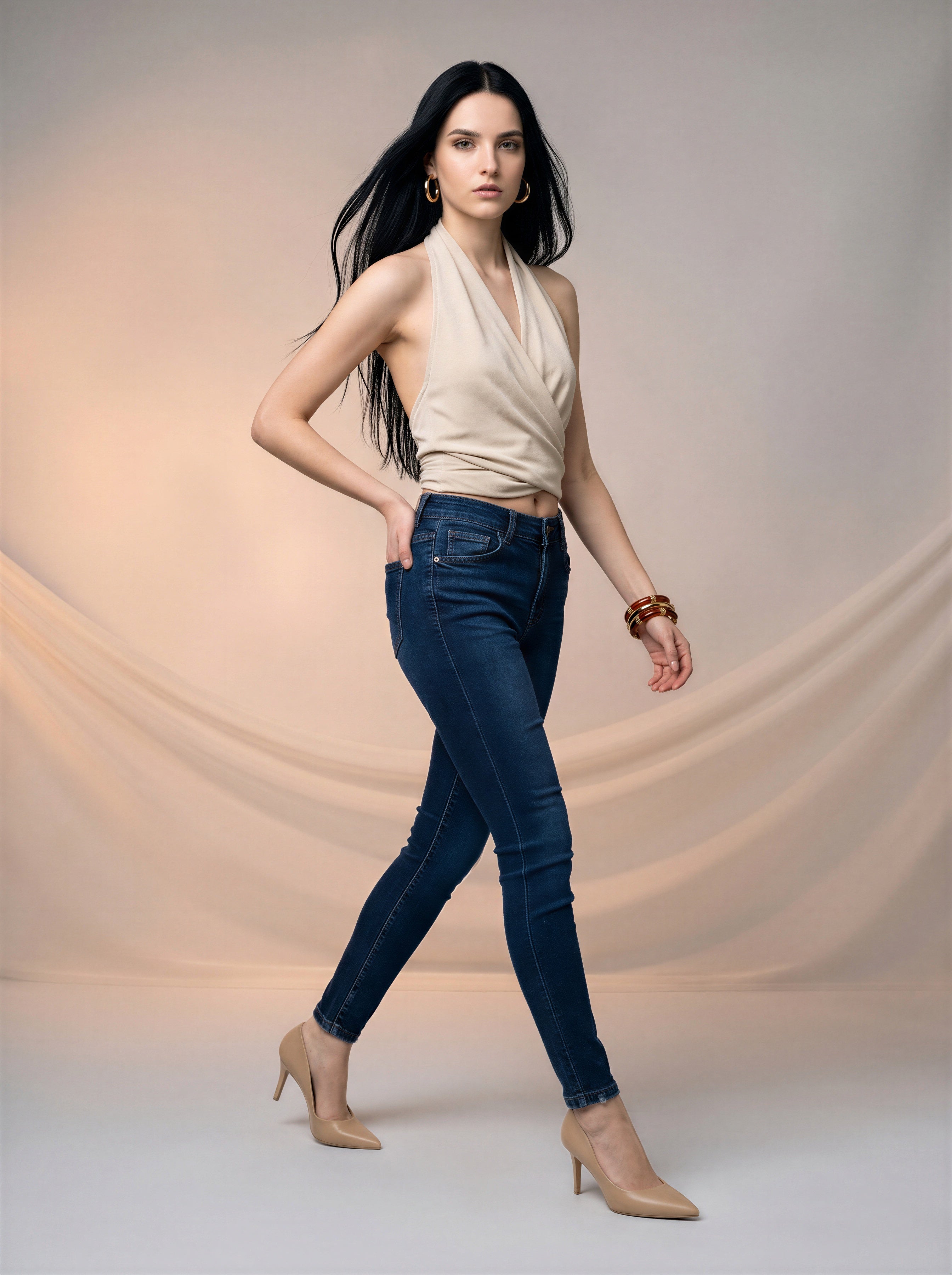 Jean Skinny Tiro Alto – Azul Marino