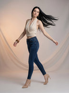 Jean Skinny Tiro Alto – Azul Marino