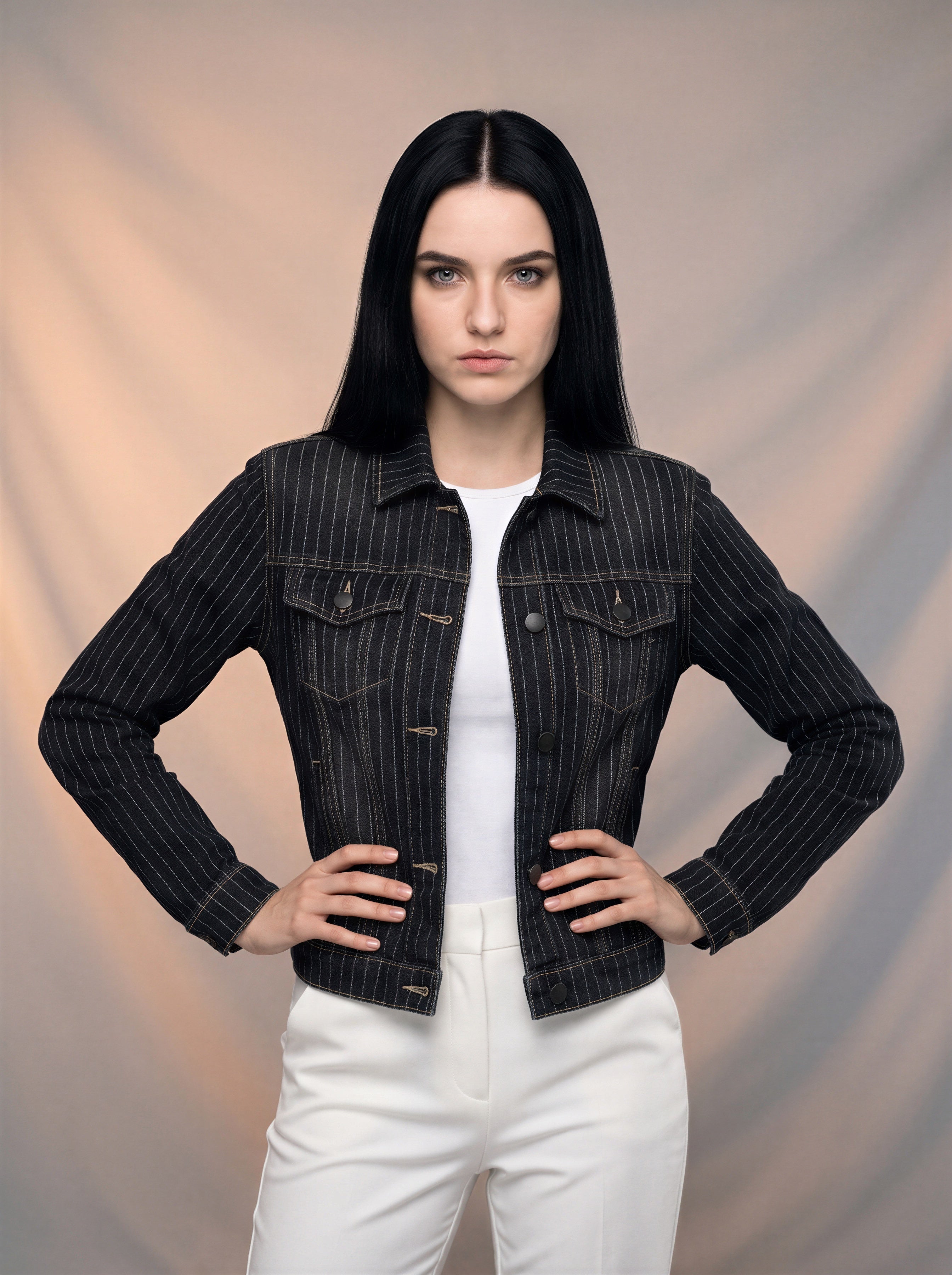 Chaqueta con Stretch Gris con Rayas