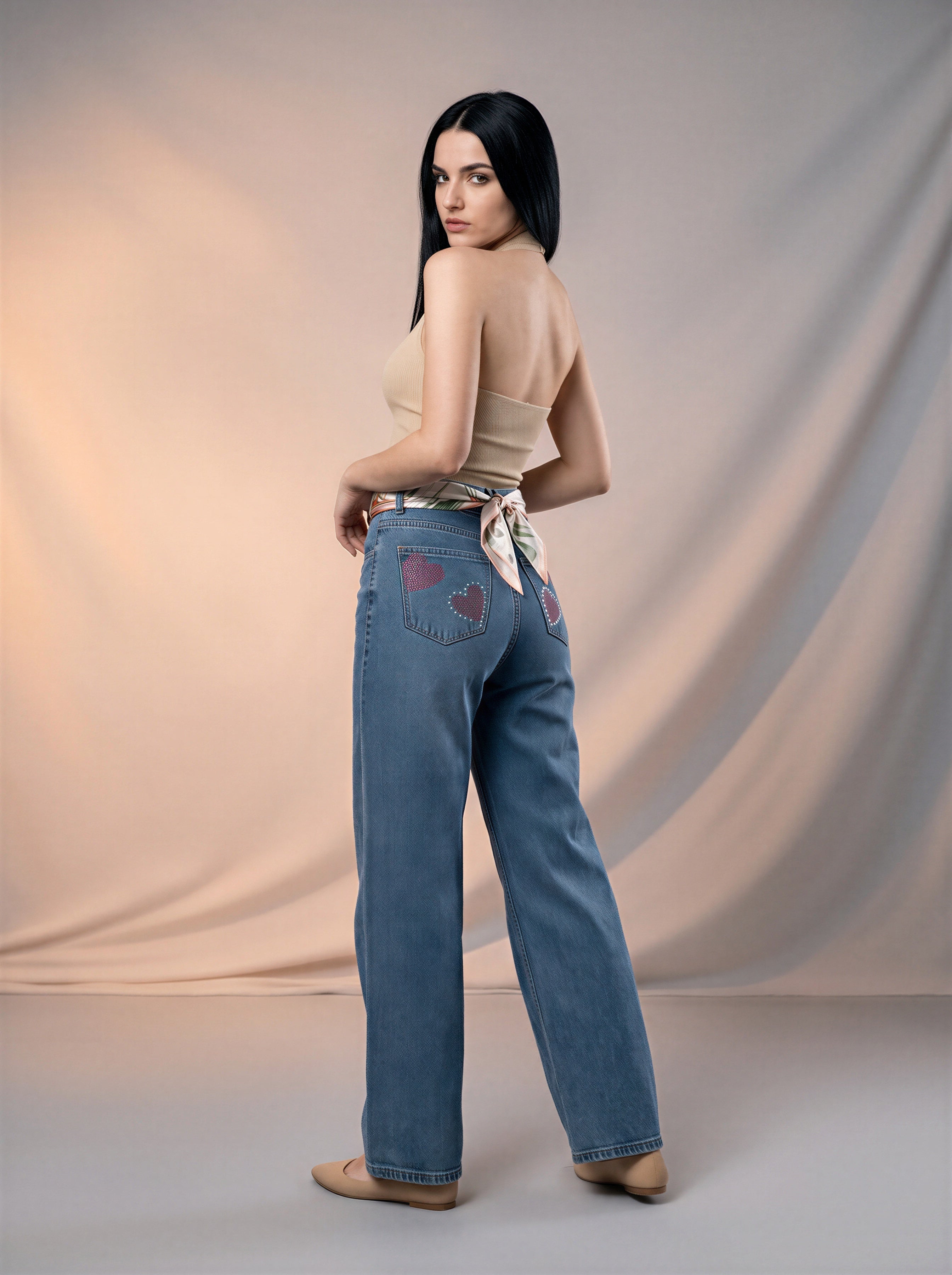 Regular Fit Azul Stone con Pañuelo