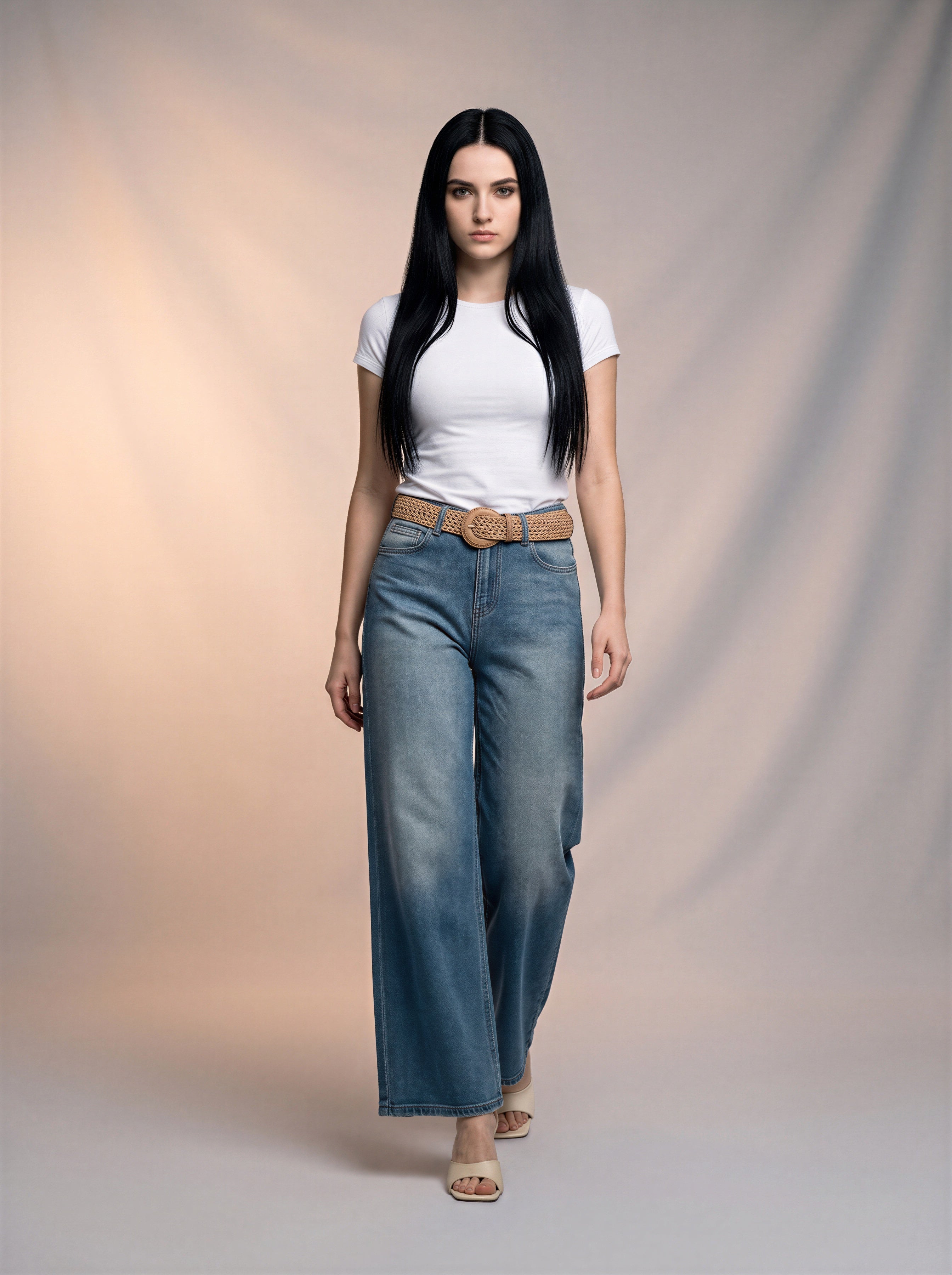 Wide Leg Azul Claro con Cinturón Premium
