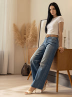 Wide Leg Azul Claro con Cinturón Premium