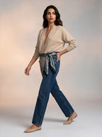 Jean Regular Fit Azul Marino con Rotos y Pañoleta