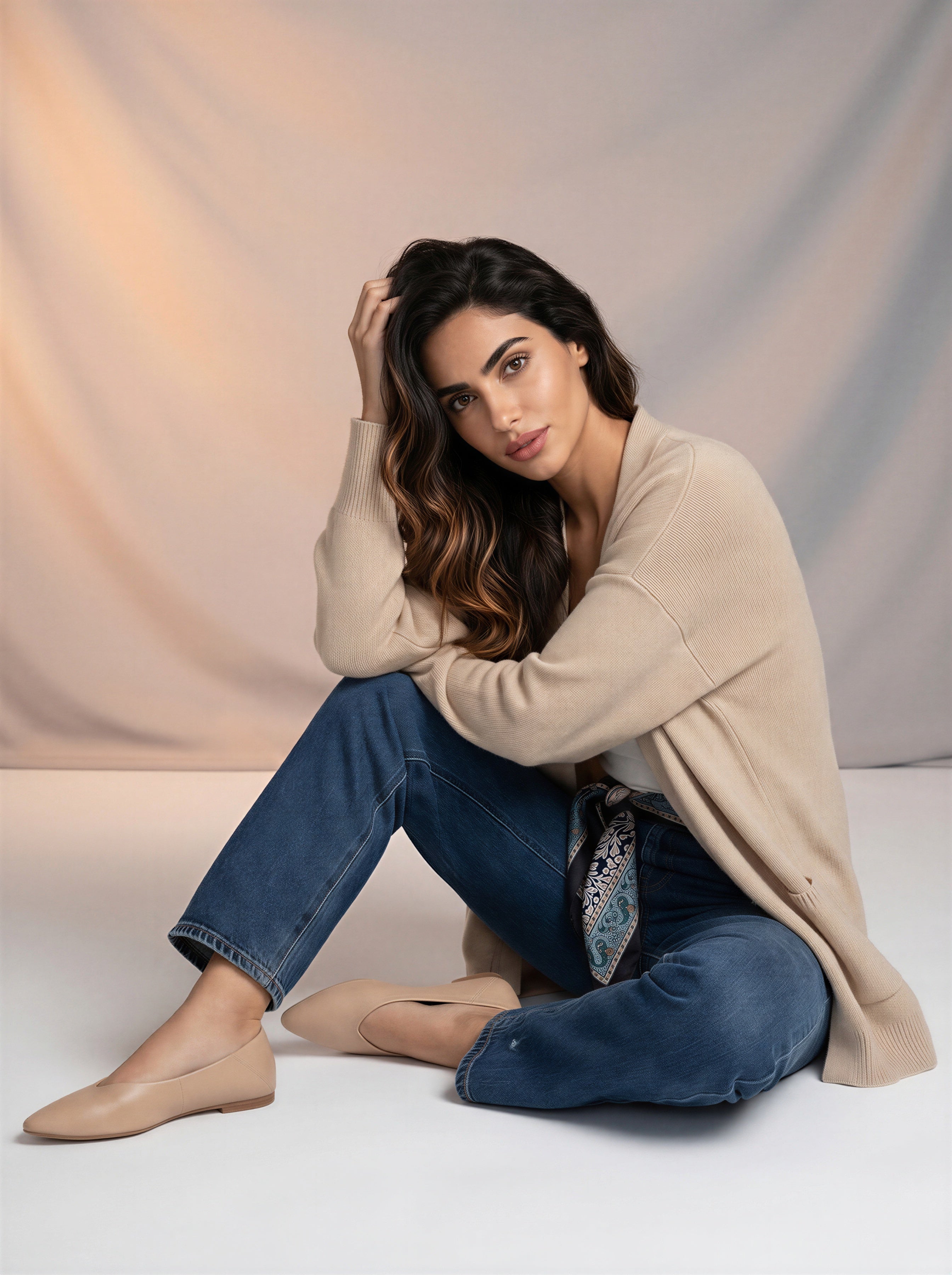 Jean Regular Fit Azul Marino con Rotos y Pañoleta