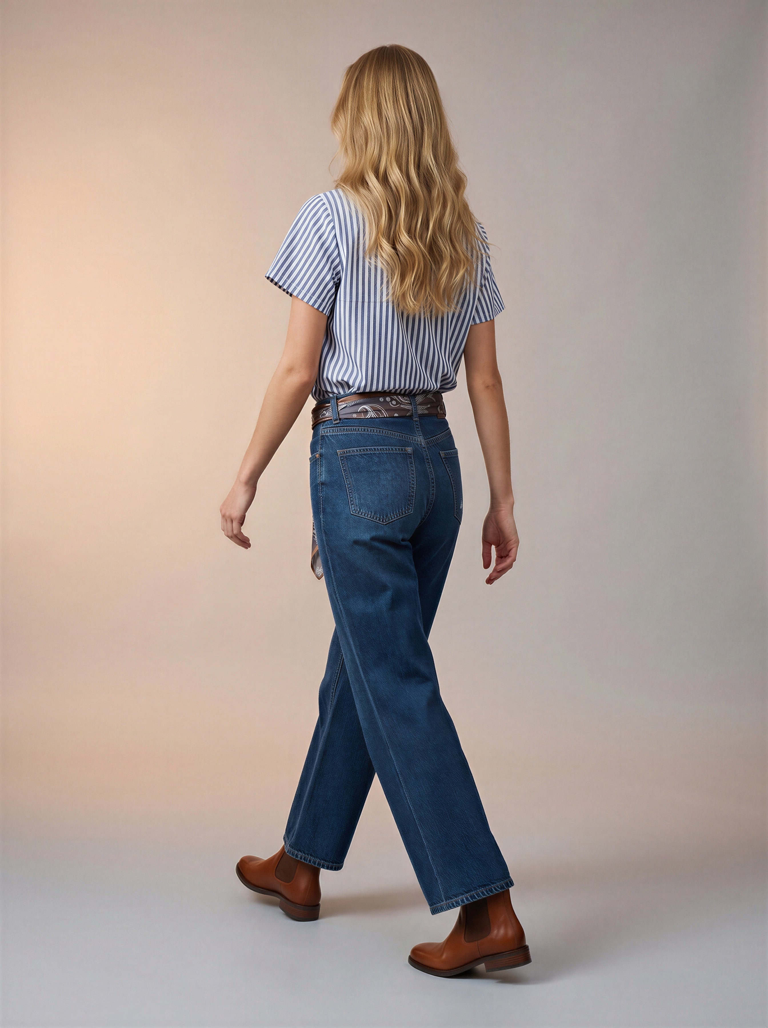 Jean Regular Fit Azul Índigo con Rotos y Pañoleta