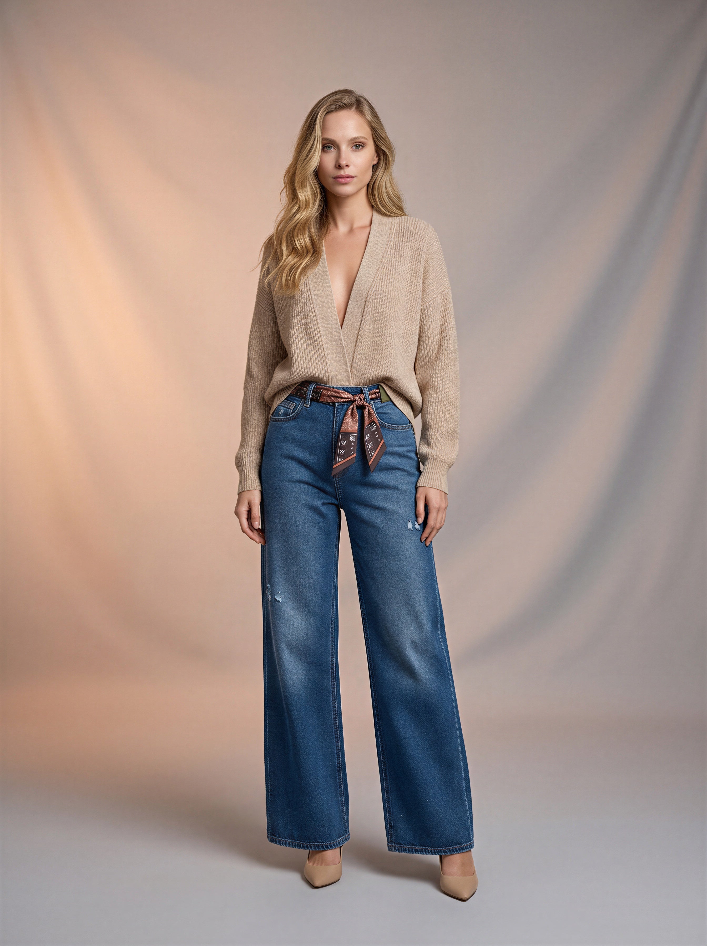 Wide Leg Azul Marino con Accesorio