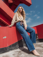 Wide Leg Azul Marino con Accesorio