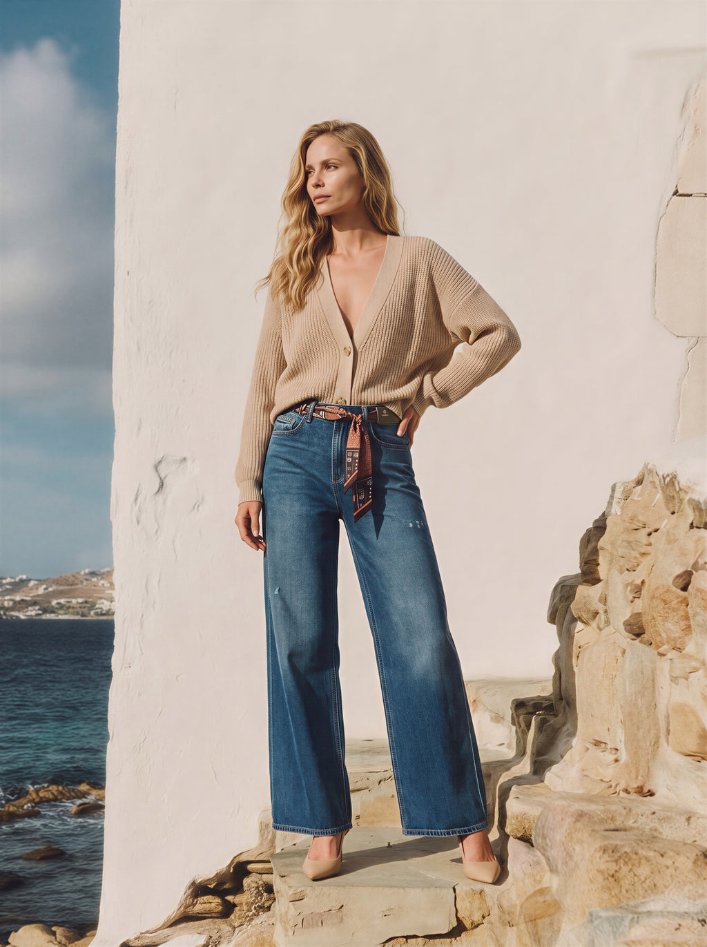 Wide Leg Azul Marino con Accesorio