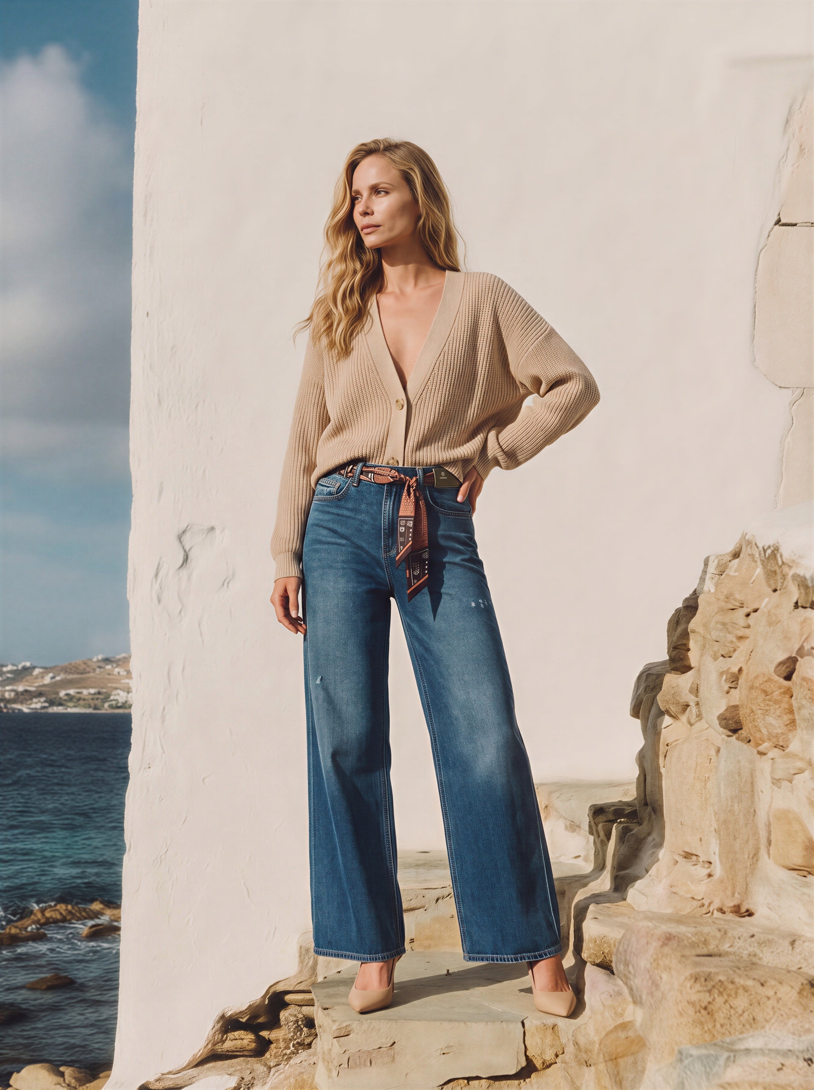 Wide Leg Azul Marino con Accesorio